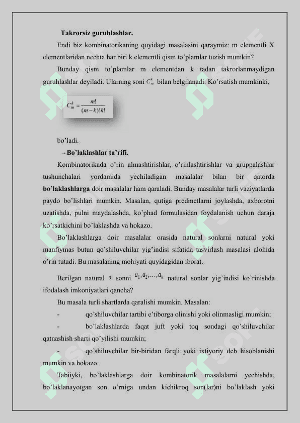 Bo’laklashlar kombinatorikasi 8