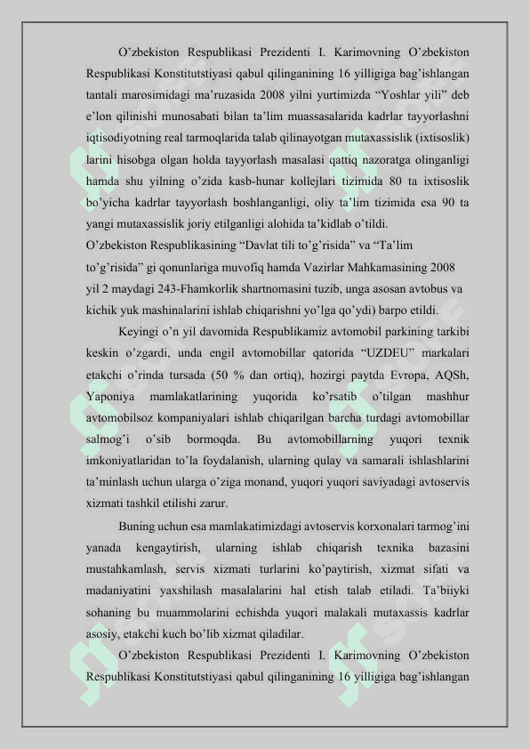 Avtotransport tarmog’i korxonalarini loyixalash 6