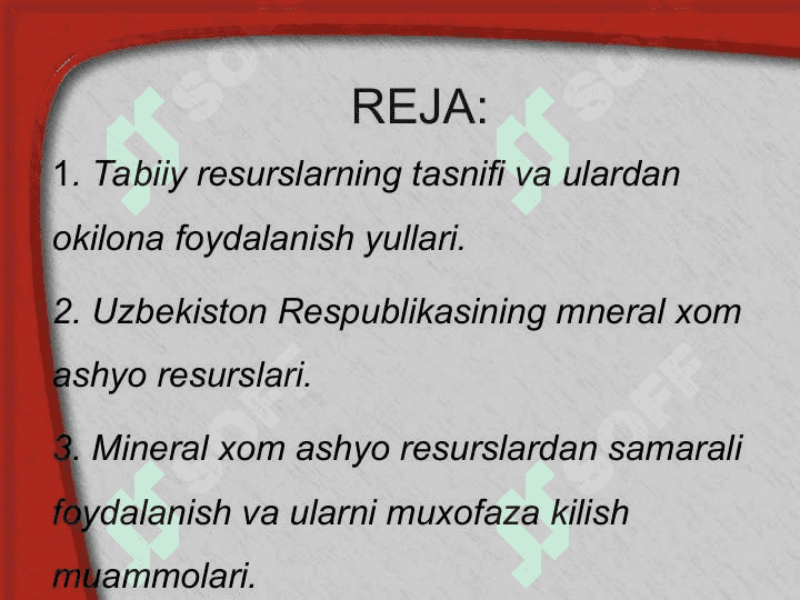 Tabiiy resurslar va ularning tasnifi 2