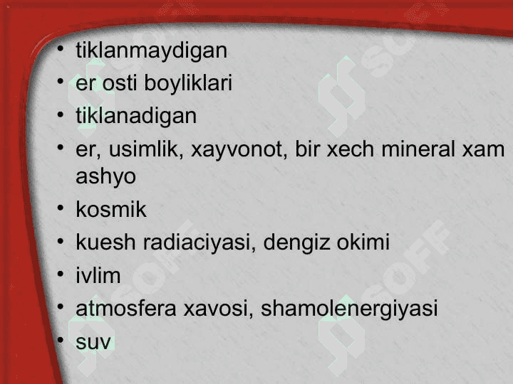 Tabiiy resurslar va ularning tasnifi 7
