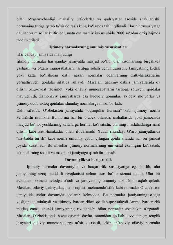 Ijtimoiy normalarning umumiy va o‘ziga xos xususiyatlari 25 3