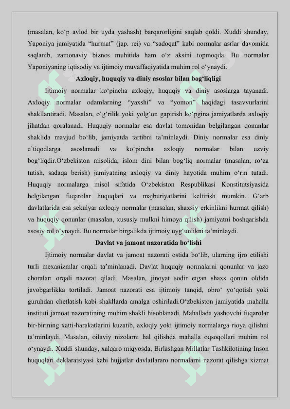 Ijtimoiy normalarning umumiy va o‘ziga xos xususiyatlari 25 4