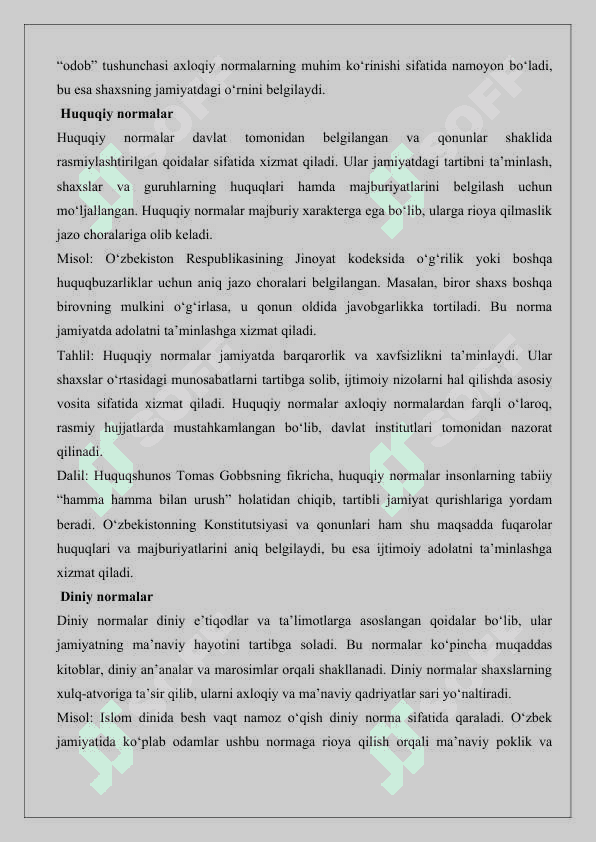 Ijtimoiy normalarning umumiy va o‘ziga xos xususiyatlari 25 8