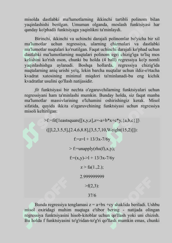 Ko‘p faktorli regression matematik modellar qurish. 2