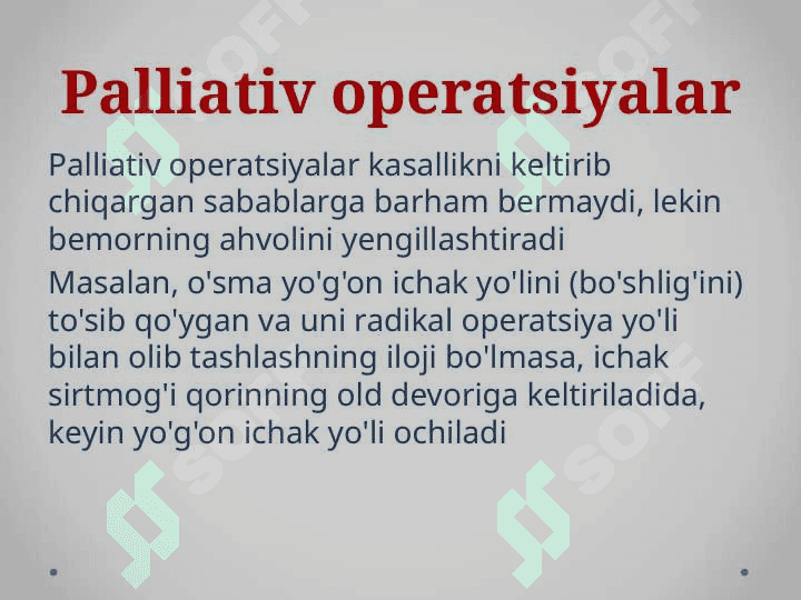 Xirurgik operatsiya turlari. Operatsiya oldi va keyengi davrlar 3