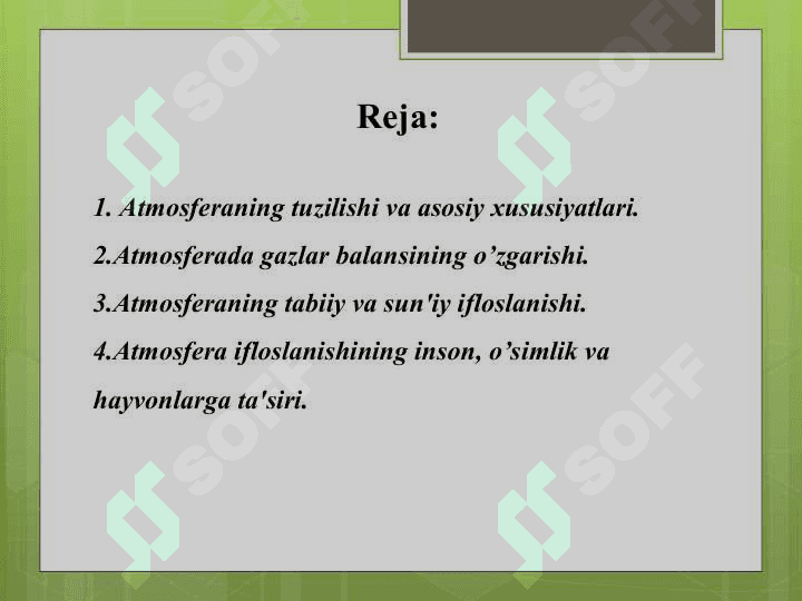 Atmosfera havosini muhofaza  qillish 2