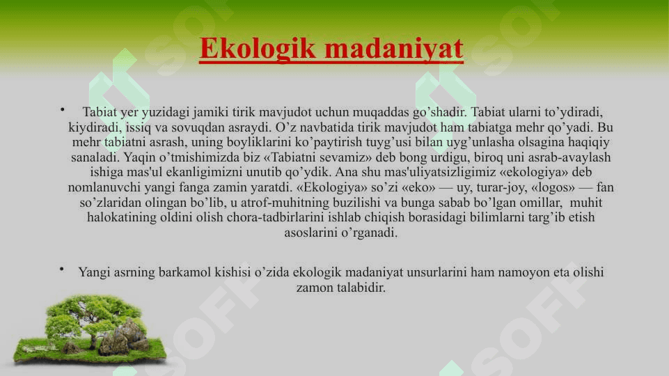 Ekologik madaniyatning shakllanishi oila, mahalla, jamiyat 3