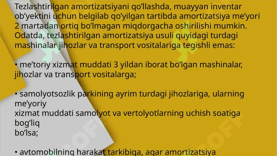 Asosiy fondlarning o’rtacha yillik qiymatini hisoblash 5