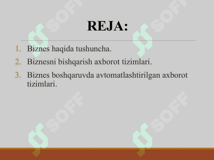 BIznes boshqaruvida avtomatlashtirilgan axborot tizimlari 2