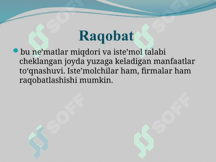Bozor tuzilmasi mezonlari, monopoliya va mukammal raqobat 4