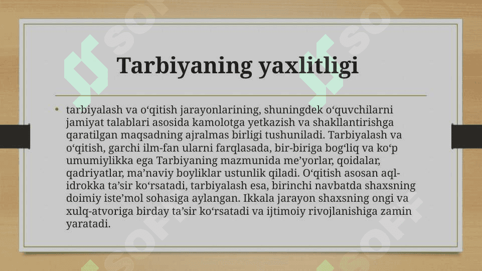 O‘QITUVCHINING TARBIYA TEXNOLOGIYALARI ASOSIDA FAOLIYAT OLIB BORISHI 6