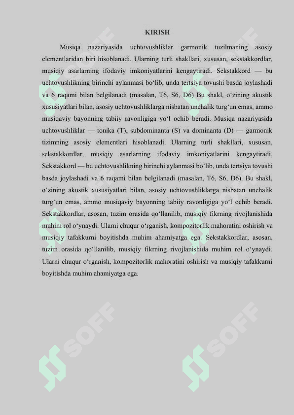Asosiy uchtovushliklarning sekstakkordlari 2