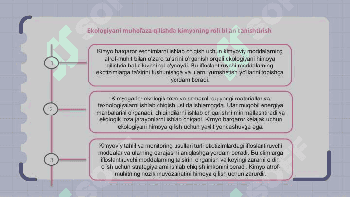 Ekologiyani asrashda kimyoning ro‘li 2