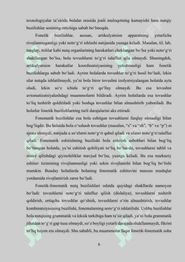 Fonetik fonematik nutq buzilishlari va ularda eshitish idrokini rivojlantirish 6