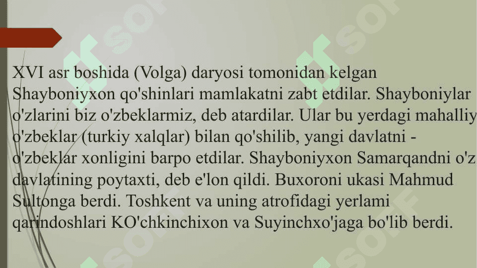 O`zbek xonliklari davrida tibbiyotning rivojlanishi O`zbek xonliklari davrida tibbiyotning rivojlanishi 2