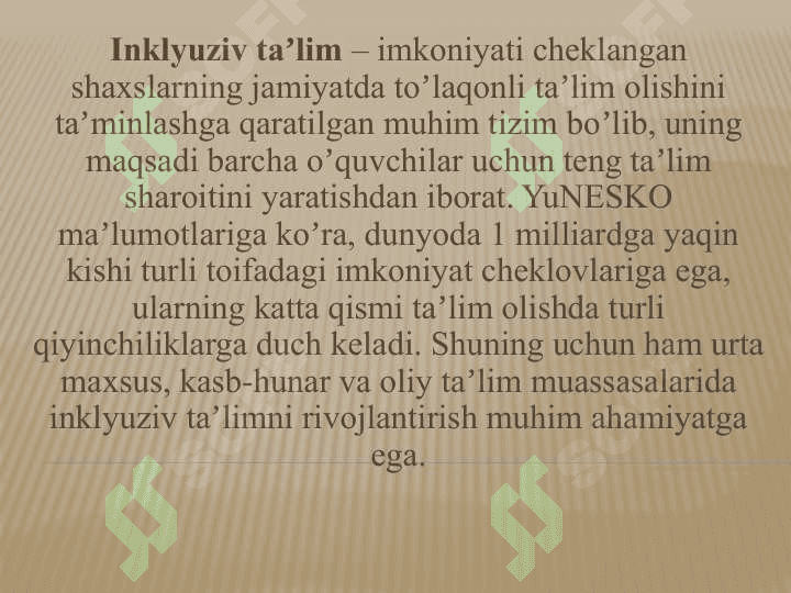 O'rta maxsus kasb-hunarga yo'naltirish va      oliy o'quv yurtlarida inklyuziv ta'lim 3