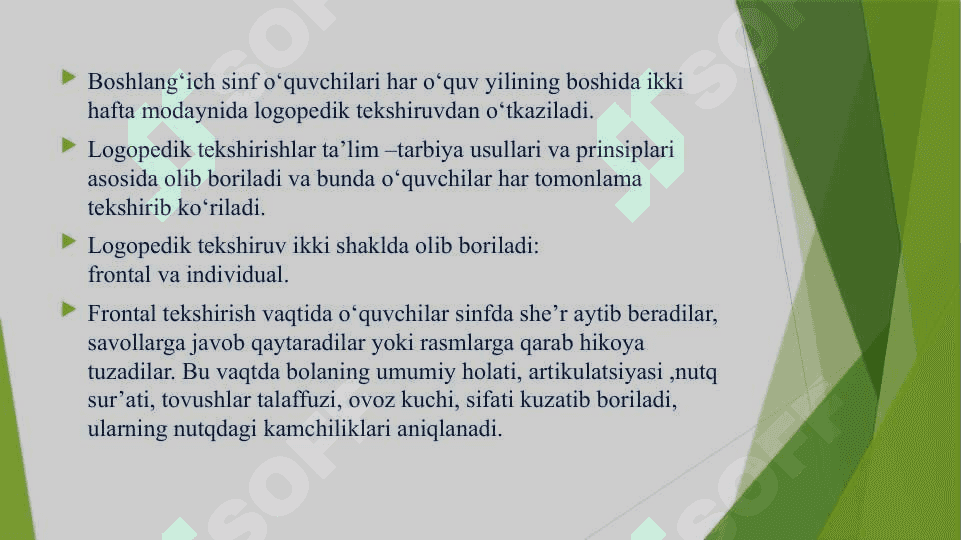 O‘QUVCHILAR NUTQINI   TEKSHIRISH USULLARI 2