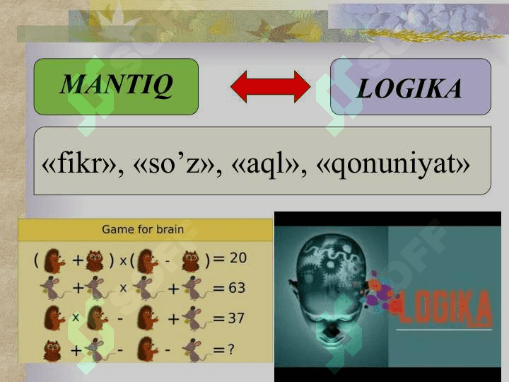 Tafakkur mantiqiy fikrlash asosi (Mantiq tarixi). Tushuncha tafakkur shakli 2