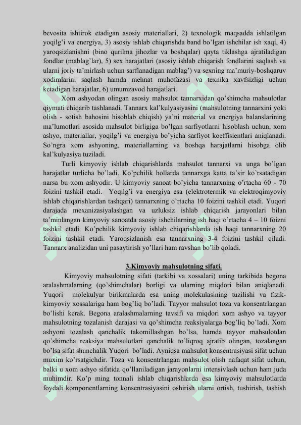 Kimyoviy ishlab chiqarishning asosiy ko`rsatkichlari 2