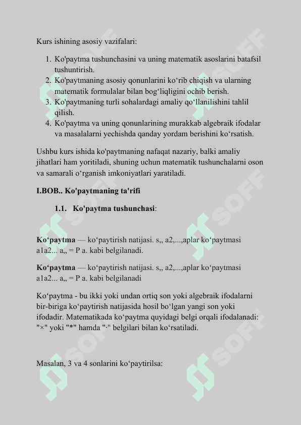 Ko’paytma, ko’paytmaning ta’rifi va qonunlari 3