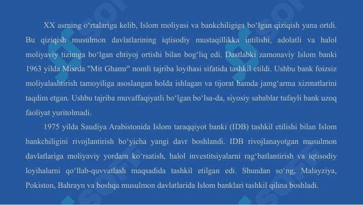 Islom bankining rivojlanish istiqbollari 5