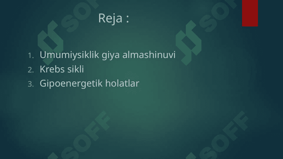 Katabolizmning umumiy yo'llari . Gipoenergetik holatlar 2