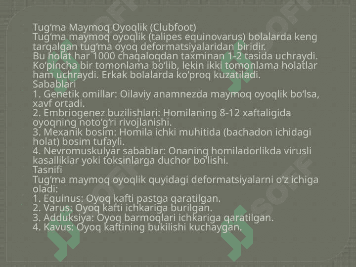 TUG’MA MAYMOQLIK . Travmatologiya 2