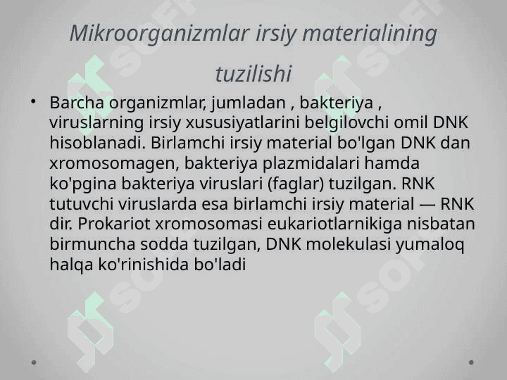 Mikroorganizmlarning o’zgaruvchanligi va irsiyati 6