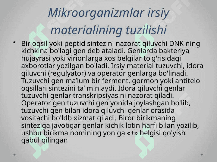 Mikroorganizmlarning o’zgaruvchanligi va irsiyati 7
