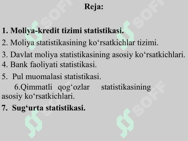 MOLIYA-KREDIT TIZIMI STATISTIKASI 2