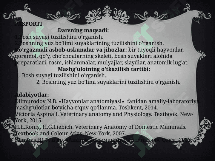 Bosh suyagining miya bo’limi suyaklarini tuzilishi. 2