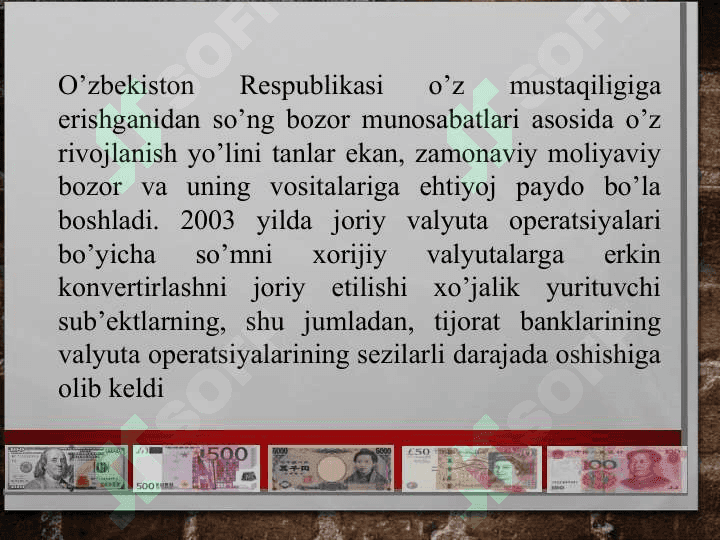 Pulning xalqaro munosabatlardagi harakati 8
