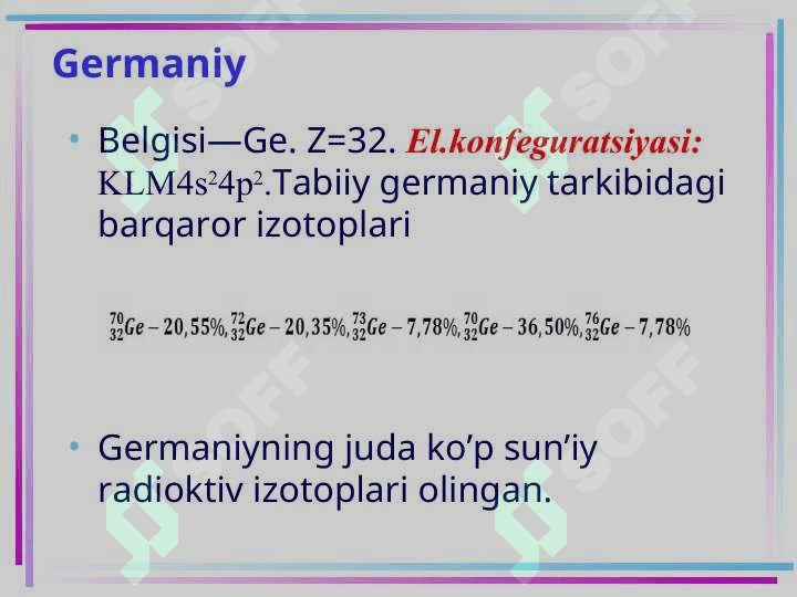 To‘rtinchi guruhning p-elementlari.  Germaniy, qalay va qo‘rg‘oshin 2