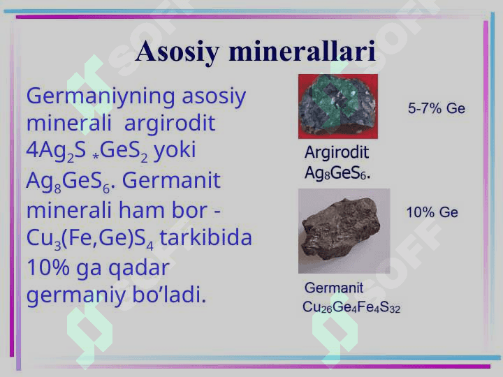 To‘rtinchi guruhning p-elementlari.  Germaniy, qalay va qo‘rg‘oshin 6