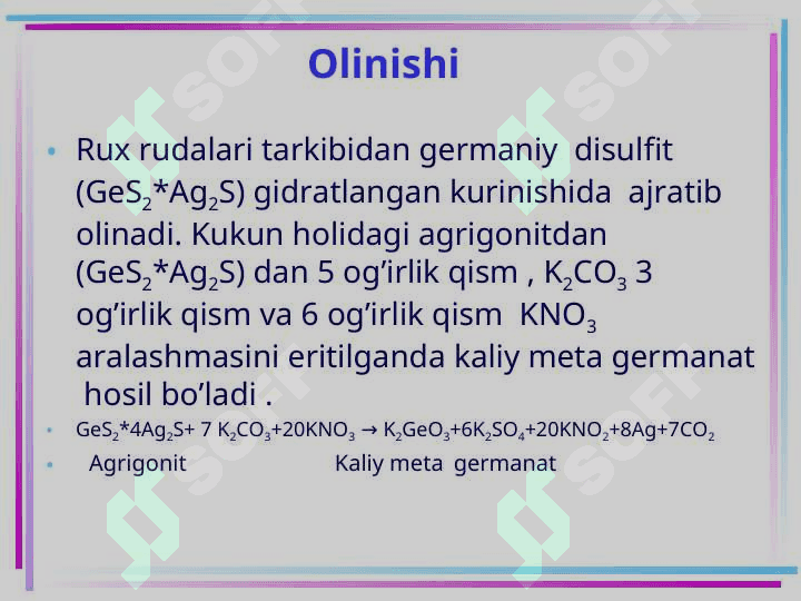 To‘rtinchi guruhning p-elementlari.  Germaniy, qalay va qo‘rg‘oshin 8