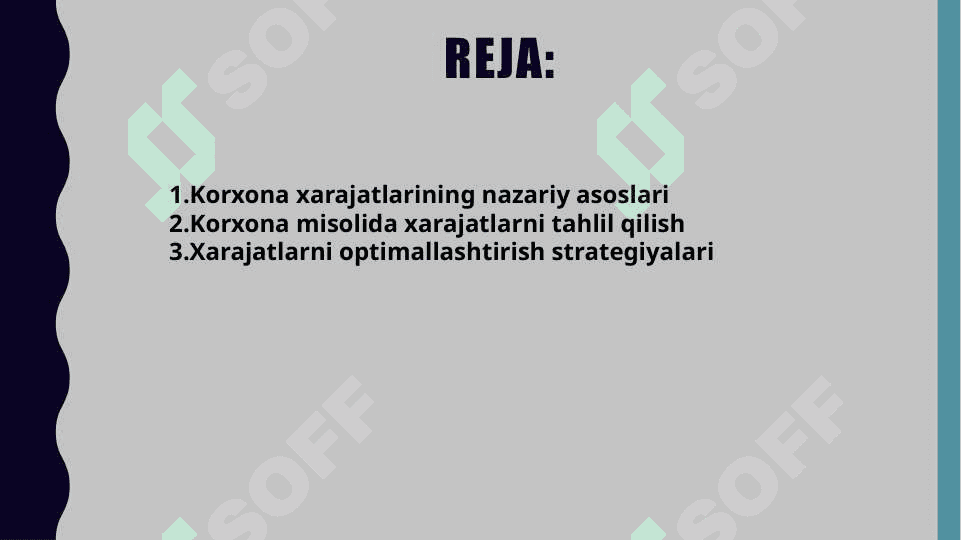 Korxona harajatlari . Korxona misolida raqamlarda tahlil asosida 2
