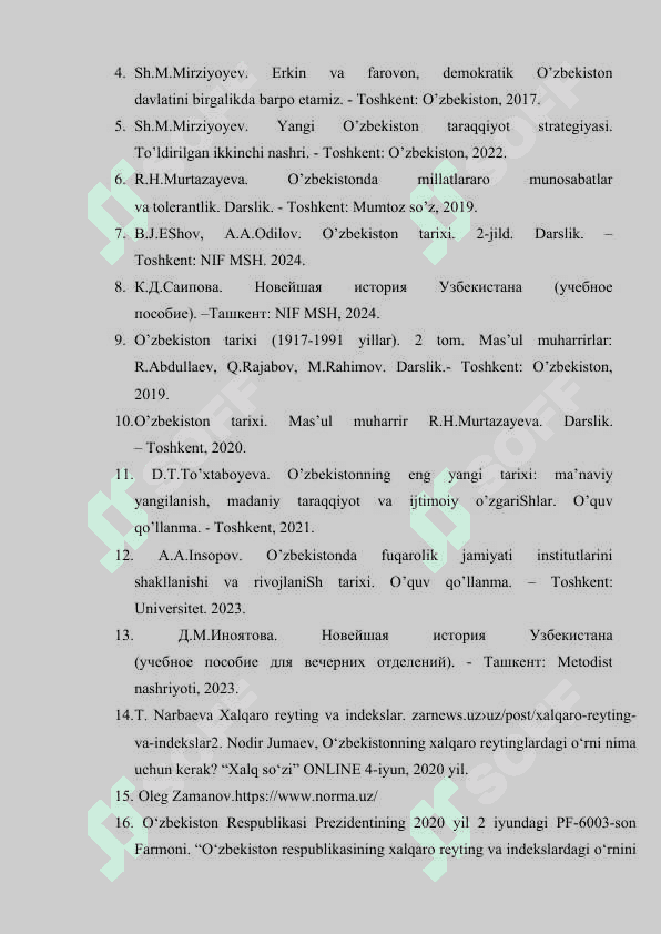 YANGI O’ZBEKISTON IJTIMOIY-SIYOSIY, IQTISODIY VA MADANIY HAYOTIDA ROʻY BERAYOTGAN OʻZGARISHLARNING XALQARO REYTING VA INDEKSLARDA AKS ETISHI. 2