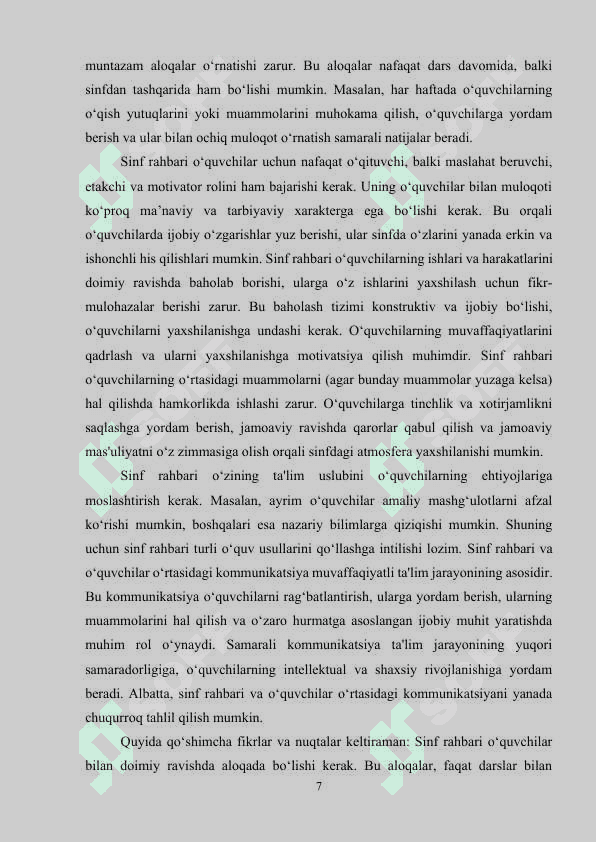 SINF RAHBARINING ISH FAOLIYATINI TASHKIL ETISH USULLARI 7