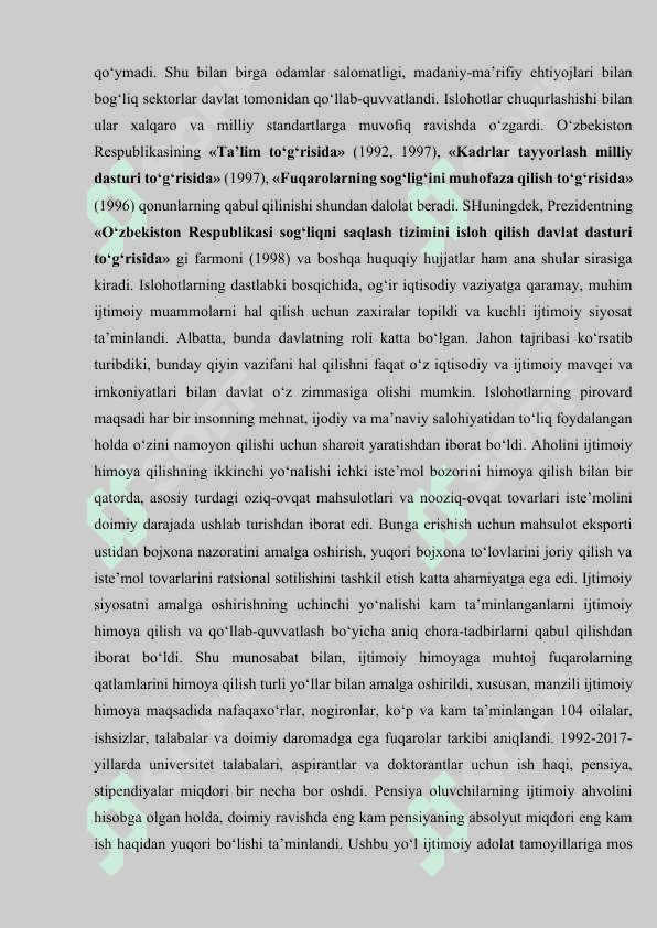 O’ZBEKISTON RESPUBLIKASIDA IJTIMOIY SOHADAGI ISLOHOTLAR 3