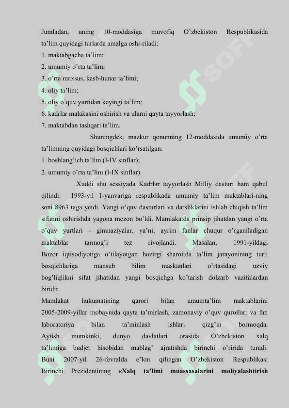 O’ZBEKISTON RESPUBLIKASIDA TA’LIM SOHASIDA AMALGA OSHIRILGAN ISLOHOTLAR 6