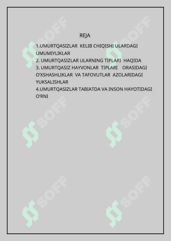 UMURTQASIZ HAYVONLAR AZOLAR TIZIMI EVOLUTSIYASI 2