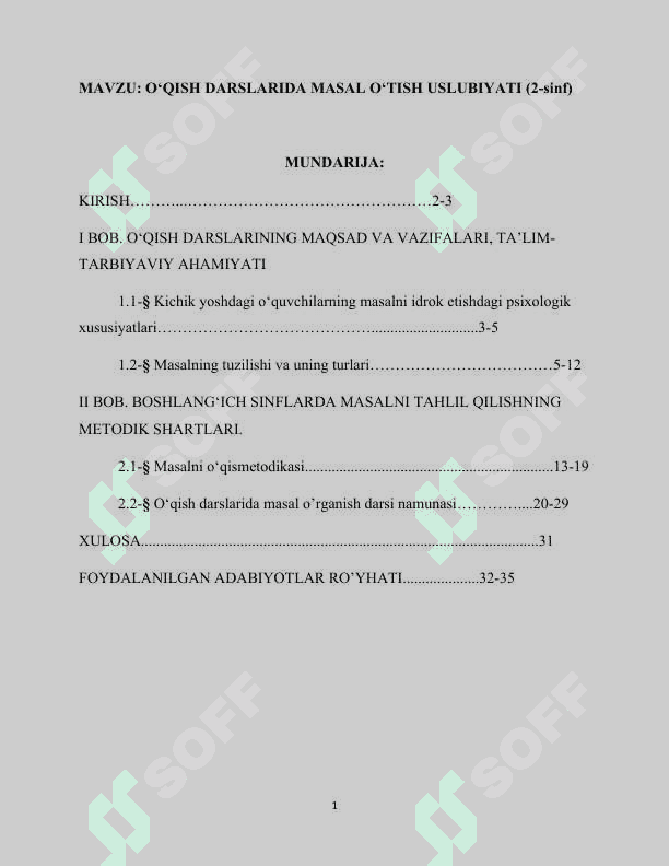 O‘QISH DARSLARIDA MASAL O‘TISH USLUBIYATI (2-sinf) 2