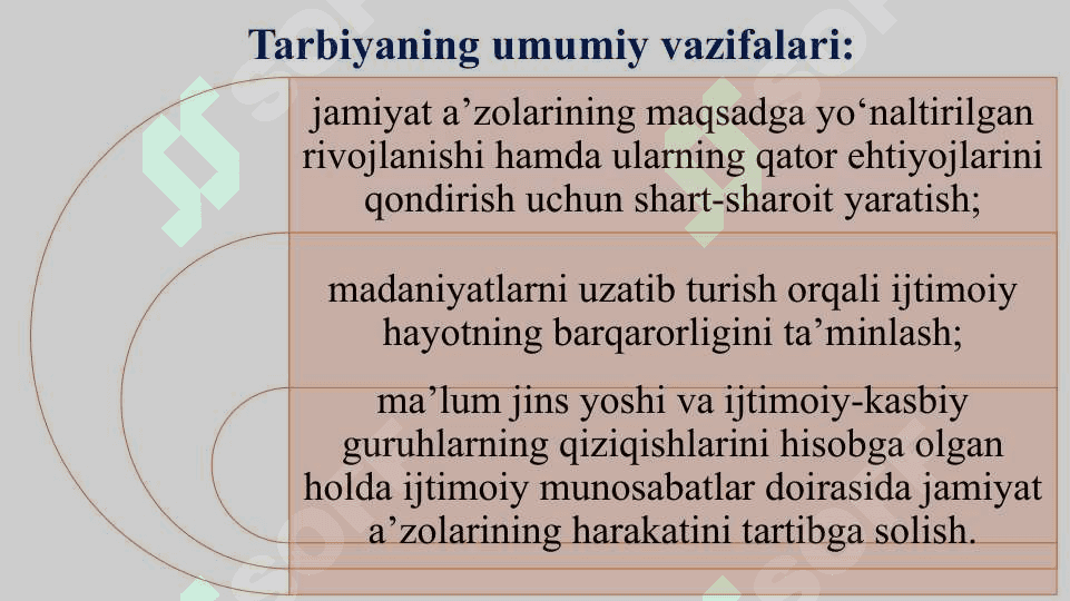 TARBIYA NAZARIYASI. TARBIYA VA UNING TURLARI 8