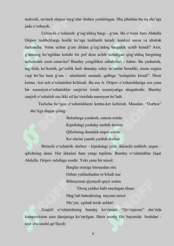 Erkin Vohidov va Abdulla Oripov she'riyatida badiiy 8