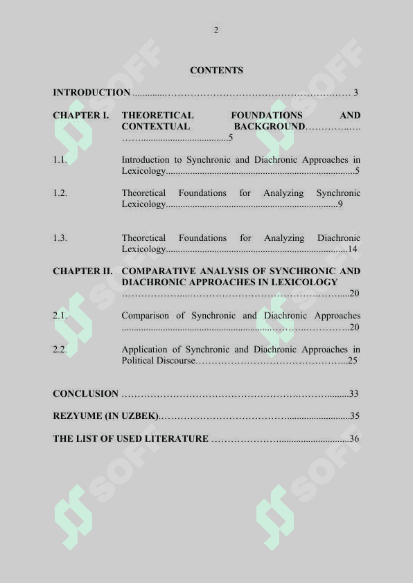 Synchronic and diachronic approaches in lexicology 2