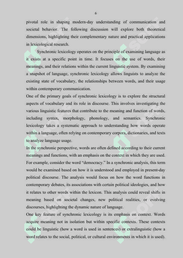 Synchronic and diachronic approaches in lexicology 6