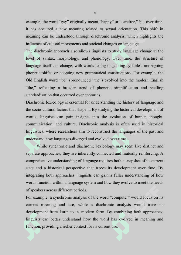 Synchronic and diachronic approaches in lexicology 8