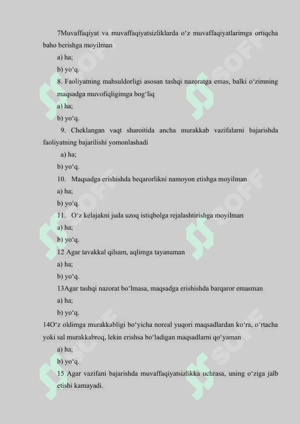 A.A.Reanning Muvaffaqiyat va muvaffaqiyatsizlikdan qo‘rqish motivatsiyasi so‘rovnomasi 2