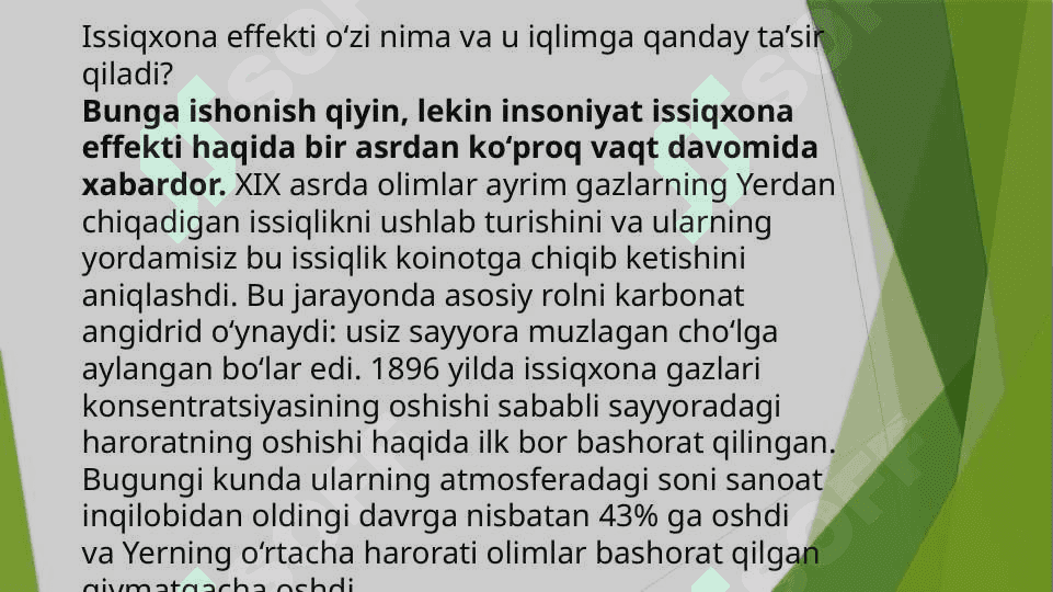 Iqlim o‘zgarishlariga sabab bo‘ladigan issiqxona gazlarini o‘rganishIqlim o‘zgarishlariga sabab bo‘ladigan issiqxona gazlarini o‘rganish 8