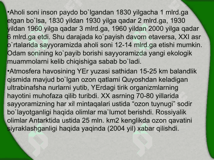 Mintaqaviy ekologik muammolar va ularning kelib chiqish sabablari 6